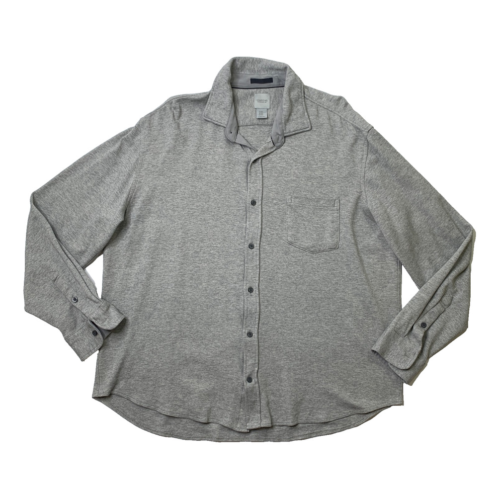 Giasone Shirt Mens 2XL Gray Cotton Blend Soft Button Up Long Sleeve Chest Pocket
